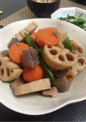 根菜と鶏肉とこんにゃくの煮物-レシピのメイン写真