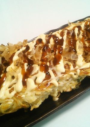 素麺リメイクでお好み焼き-レシピのメイン写真
