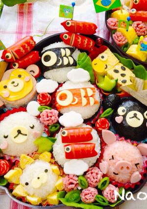 キャラ弁♡動物＆鯉のぼり子供の日おにぎり-レシピのメイン写真