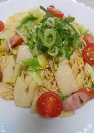 タケノコと春キャベツとウインナーのパスタ-レシピのメイン写真