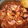 やりいかとベーコンのトマトソース炒め煮