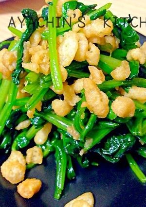ほうれん草と揚げ玉の麺つゆ和え♪-レシピのメイン写真