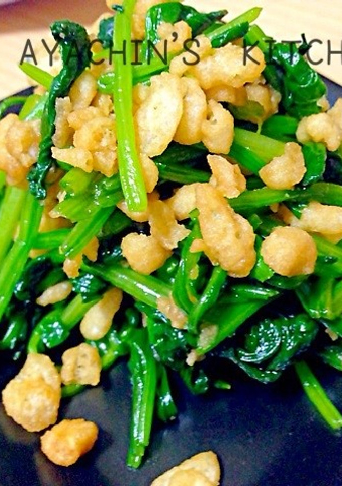 ほうれん草と揚げ玉の麺つゆ和え♪-レシピのメイン写真