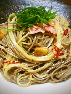 禁断の合体♪蕎麦とパスタで蕎麦ロンチーノ-レシピのメイン写真