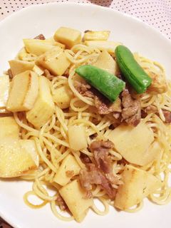 筍と豚肉のサフラン和風パスタ-レシピのメイン写真
