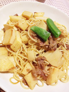 筍と豚肉のサフラン和風パスタ-レシピのメイン写真
