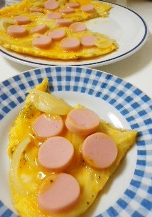 魚肉ソーセージのオープンオムレツカレー味-レシピのメイン写真