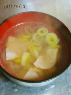 ハムとネギの鶏がらスープ-レシピのメイン写真