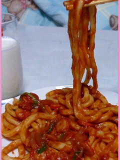 讃岐うどんでナポリタン~(手打ちうどん)-レシピのメイン写真