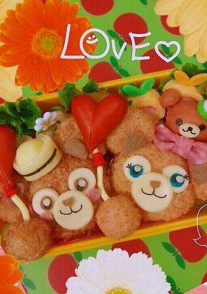 ダッフィーとシェリーメイのキャラ弁♪-レシピのメイン写真