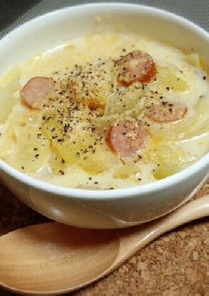 朝食やランチに♪レンジで味噌ミルクスープ-レシピのメイン写真