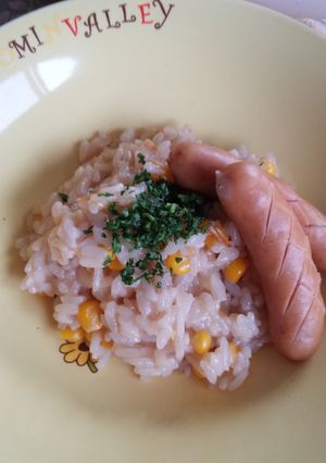 黒オリーブ汁で簡単コーンリゾット-レシピのメイン写真