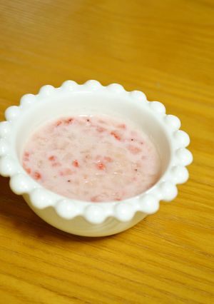 離乳食*中期～『高野豆腐入り苺ミルク』-レシピのメイン写真