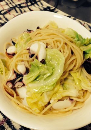 【簡単】キャベツとタコのパスタ-レシピのメイン写真