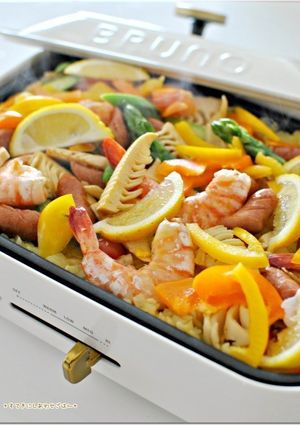 ソーセージと海老カラフル野菜のパエリア-レシピのメイン写真