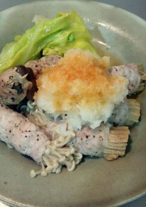 きのこの豚肉巻き、さっぱりと蒸し焼きに-レシピのメイン写真