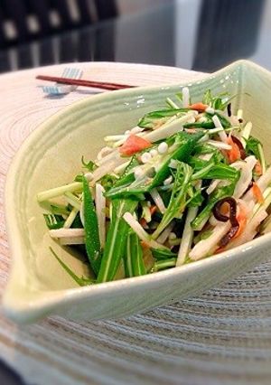 水菜とオクラと鮭のネバシャキサラダ♪-レシピのメイン写真