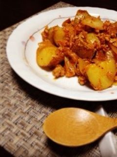 ひき肉と新じゃがのキムチ炒め-レシピのメイン写真