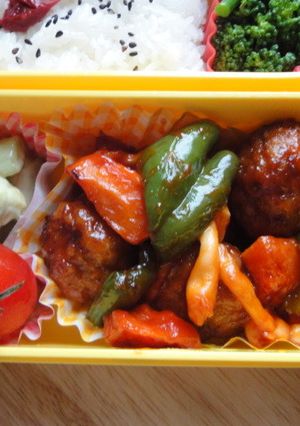 弁当：らくチンミートボール酢豚-レシピのメイン写真