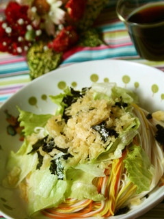 ♡超簡単・レタス揚げ玉冷やし麺♡-レシピのメイン写真