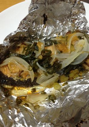 鮭の朴葉みそ包み焼き-レシピのメイン写真