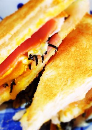 朝ごはん〜半熟卵ハムサンド-レシピのメイン写真