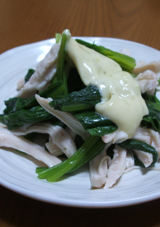 蒸し鶏とほうれん草のわさびマヨ-レシピのメイン写真
