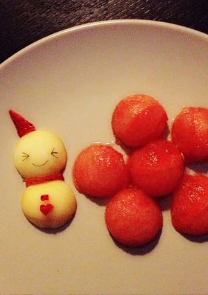 フルーツカット♡ゆきだるまとお花♪-レシピのメイン写真