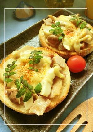 山椒香る❀　叉焼×エリンギのトースト-レシピのメイン写真