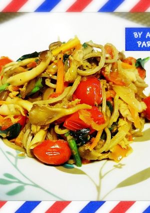 ランチに…ツナと野菜たっぷりパスタ風そば-レシピのメイン写真