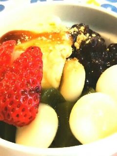 子供と作るおやつに☆抹茶寒天白玉あんみつ-レシピのメイン写真
