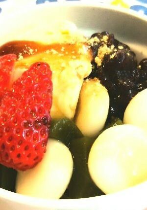 子供と作るおやつに☆抹茶寒天白玉あんみつ-レシピのメイン写真