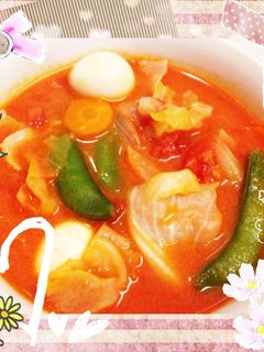 簡単♡スナップエンドウと春野菜のトマト煮-レシピのメイン写真