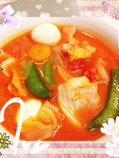 簡単♡スナップエンドウと春野菜のトマト煮-レシピのメイン写真