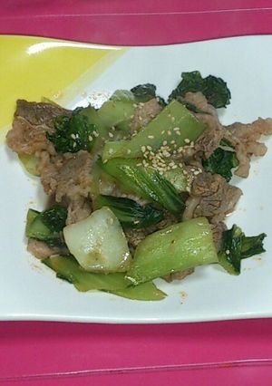 簡単✩牛肉とチンゲン菜のピリ辛炒め-レシピのメイン写真