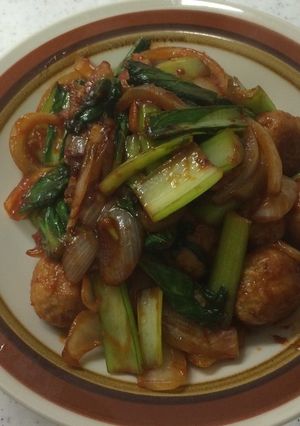 小松菜と肉団子の中華炒め-レシピのメイン写真
