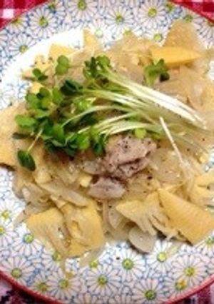 新玉ねぎとタケノコのシンプル炒め-レシピのメイン写真