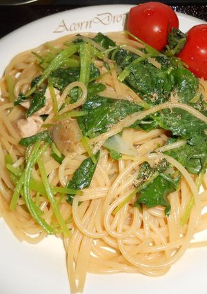 ミツバとツナ&らっきょう茎パスタ-レシピのメイン写真