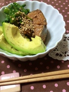 鯖味噌ほうれん草*アボカド添え-レシピのメイン写真