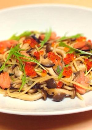 いくらと鮭の親子和風パスタ-レシピのメイン写真