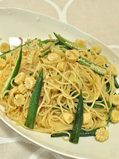 おくらとヤングコーンのしょうが風味パスタ-レシピのメイン写真