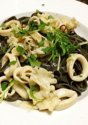 ヤリイカとハナビラダケのパスタ-レシピのメイン写真