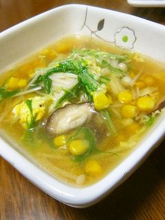 キノコもたっぷり♥コーン卵の中華スープ-レシピのメイン写真