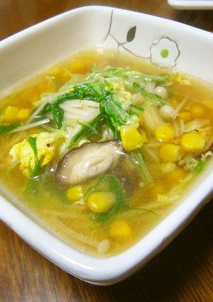 キノコもたっぷり♥コーン卵の中華スープ-レシピのメイン写真