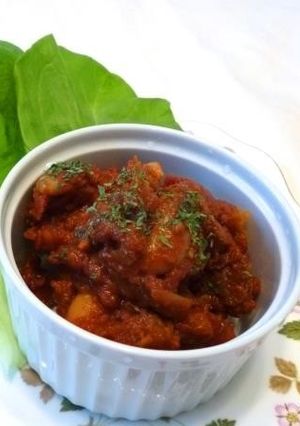 砂肝と白花豆のトマト味噌煮込み-レシピのメイン写真