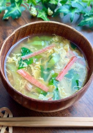 *チンゲン菜とかにかまのかき玉スープ*-レシピのメイン写真