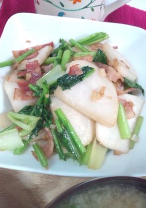 かぶとかぶ菜のベーコンガーリック炒め-レシピのメイン写真