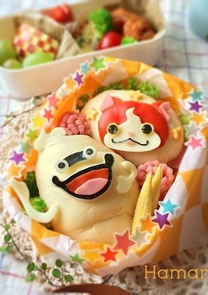 白パンで妖怪ウォッチウィスパー♪キャラ弁-レシピのメイン写真