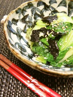 鉄分補給★レンジで青梗菜と海苔のナムル-レシピのメイン写真