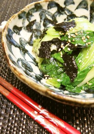 鉄分補給★レンジで青梗菜と海苔のナムル-レシピのメイン写真